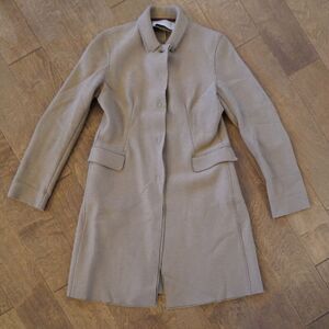 Harris Wharf London Tweed Brown Wool‎ Coat Size Medium Leather Elbow